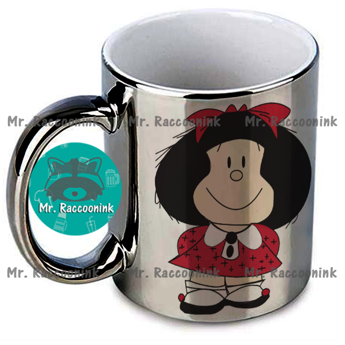Taza Cromada Plateada Mafalda Personalizada con Nombre - Mr. Raccoonink